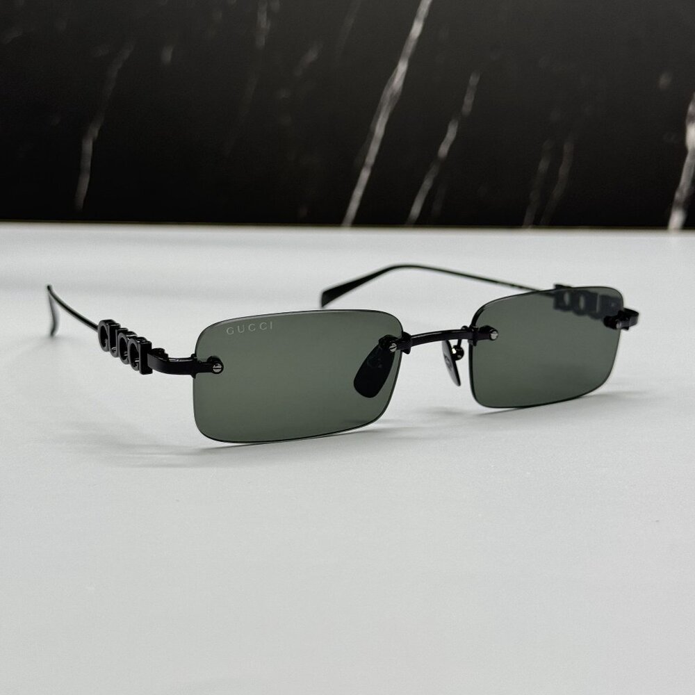 NEW GUCCI SUNGLASSES BLACK UNISEX RECTANGLE EYEWEAR GUCCI GG1808S 001